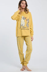 PIGIAMA DONNA SENAPE 6713 AL LUPO HAPPY PEOPLE